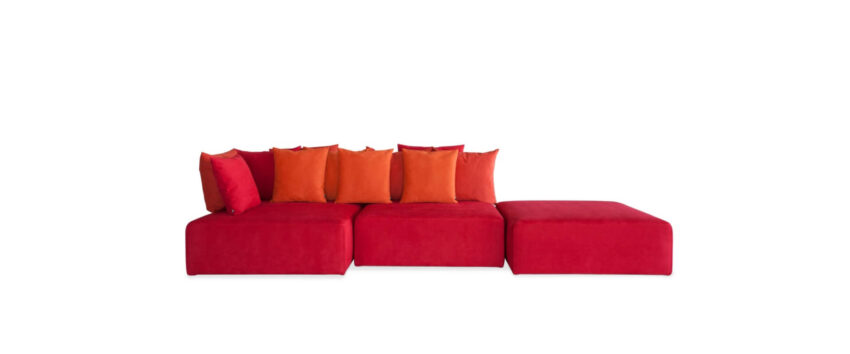 canapea din module rosie